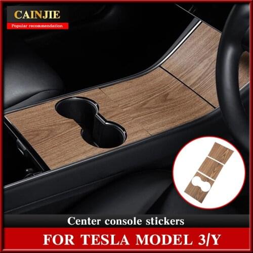 Model3 Car Center Console Wrap Sticker For Tesla Model 3 Y Wood Console Grain Accessories For Tesla Model Three Accessory 2020