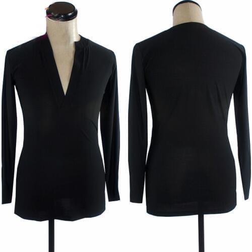 MenS Latin Dance Tops Long Sleeves V Collar Ballroom Dancing Practice Clothing Adult Tango Rumba Competition Flamenco Shirt