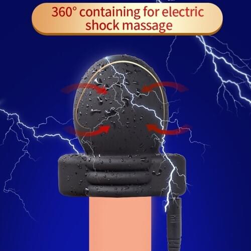 Shock Electric Glans Cap With SM Player Wave Therapy Penis Cage Shocking Chastity Device Tens Penis Sleeve Medical Themed Toys