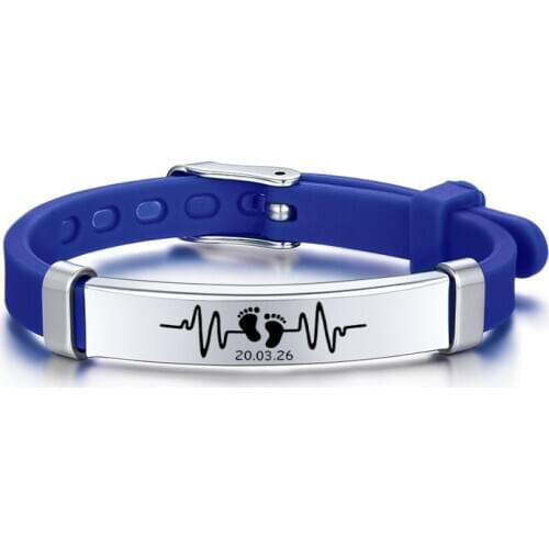 Engraved Child ID Silicone Bracelets Personalized Rubber Name Phone Number Adjustable Baby Bracelet