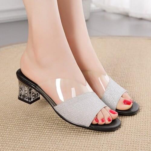 Logoneone Womens Slippers Sandals 2021 Summer New Female Shoes Fashion 5.5cm High Heels Slides Casual Women Shoes