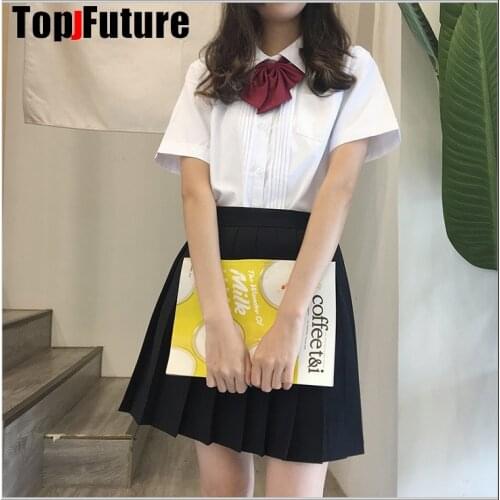 Girls Japanese Summer High Waist Pleated Skirt set Women JK School Uniform Students Cloths LOLITA cosplay suits
