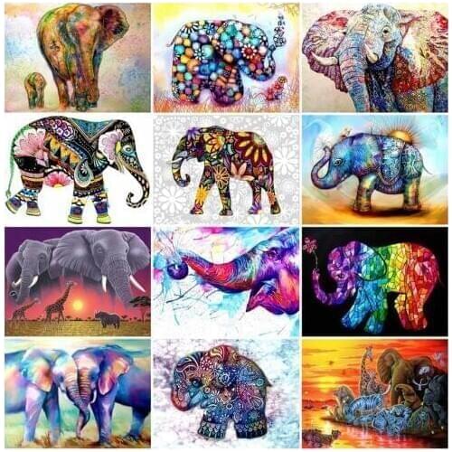 Animals diamond painting elephants mosaic art sticker embroidery rhinestone picture puzzle toy children gifts wall decor craft