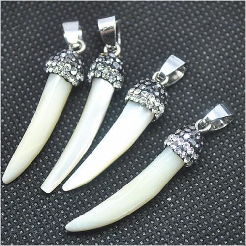 1pcnew saltwate shell pendants mother of pearl pendants necklace pendants making accessories tourism beach gifts with rhinestone