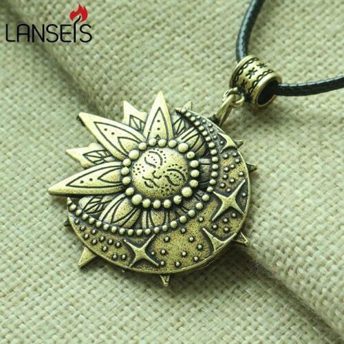 Lanseis 10pcs 3D Lil solar and celestial pendant Mandala flower women necklace talisman jewelry geometry amulet Religious pendan