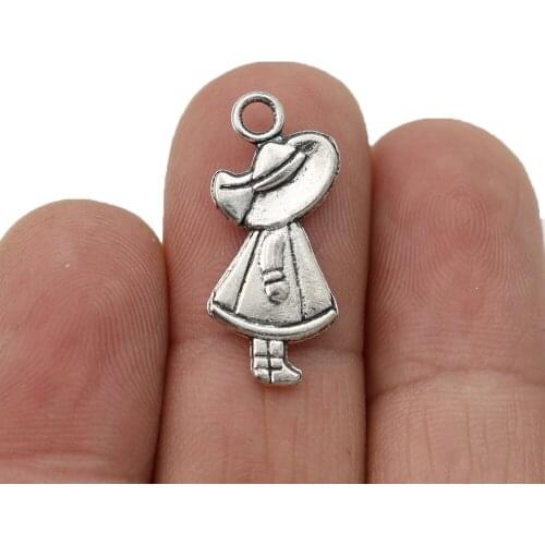 10pcs Antique Silver Plated Women Charms Pendants for Jewelry Making Bracelet DIY Accessories 25x11mm
