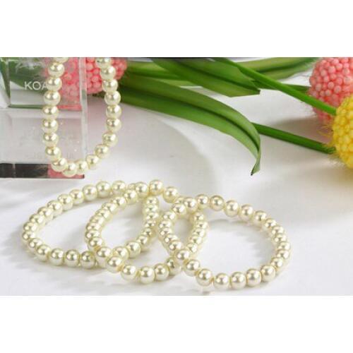 20Pcs Fashion Bracelet Women White Beige Simulated Pearl Bracelets Jewelry Lots LR382