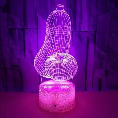 3d Lamp Illusion Night Light for Baby Sleeping Bedside Eggplant Table Lamp Gift for Birthfay Anniversary Kitchen Decoration