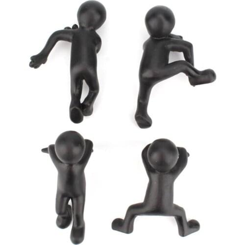 4 Pcs Climbing Kung Fu Man Creative Hanging People Potted Ornaments Miniature Garden Decors Art Craft Potted Hanger