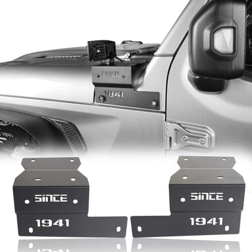 A-pillar Offroad Light Mounting Bracket Engine Hood LED Work Lamp Holder Clamp For For Jeep Wrangler JL Gladiator JT 2018-2021