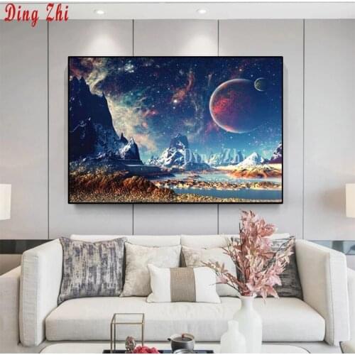 Full Square Round Drill 5D DIY Diamond Painting Moon Starry Sky Landscape Embroidery Cross Stitch Mosaic Diamond Art Crafts