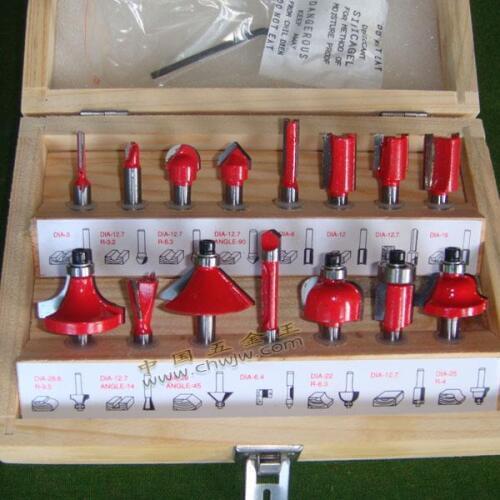 Free shipping Pro-Grade 15 Piece Tungsten Carbide 1/4 inch SHANK Router Bits Set