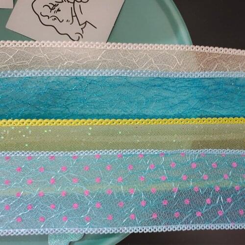 38MM Sequin Lace Shiny Dot Wave Edge Organza Wired Ribbon Soft DIY Hair Bow Material Craft Gift Flower Package Decorate