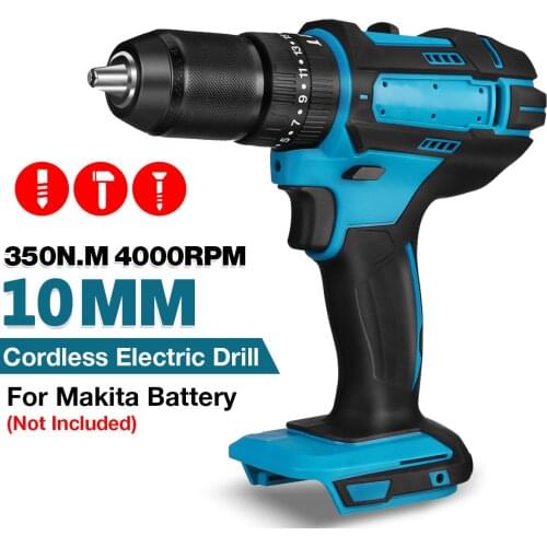 BLMIATKO 3 in 1 Electric Drill 13mm 350N.m Hammer Screwdriver with LED Light Cordless Impact Drill for Makita 18V Battery