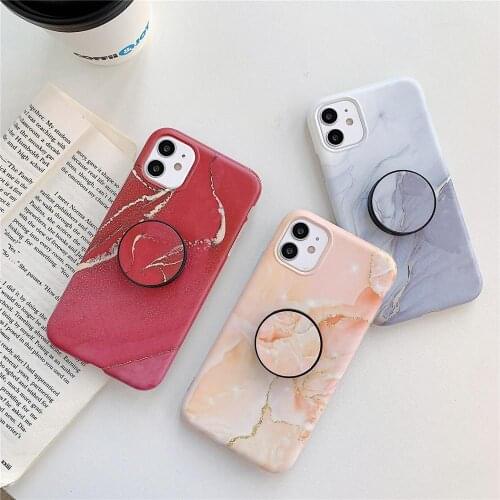 Vintage Gradual Red Marble Phone Case For iPhone 11 12 Mini Pro Max XS Max XR X 7 8 Plus se 2020 2 Ring Holder Matte Back Cover