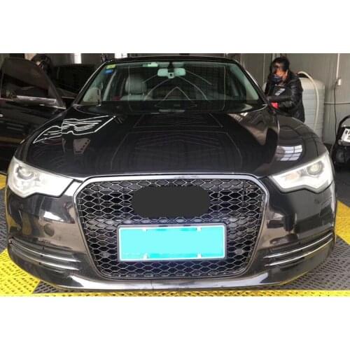 For RS6 Style Front Sport Hex Mesh Honeycomb Hood Grill Black for Audi A6/S6 C7 2012 2013 2014 2015 car-styling accessories