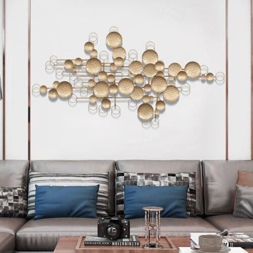 Feng shui Luxury Wrought Iron 3D Wall Mural Decoration Porch Hotel Wall Hanging Crafts Home Livingroom Wall Sticker Accessories