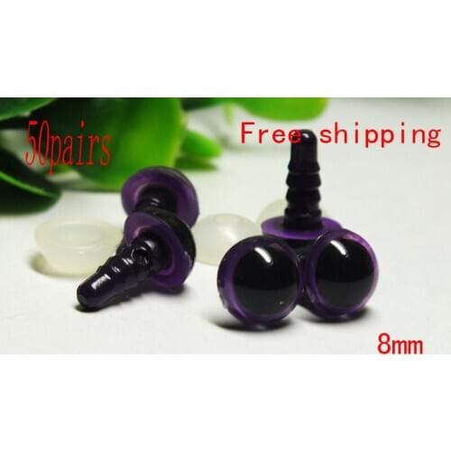 Hot sell!!!100pairs/lot elegant purple colored Plastic Safety Eyes with washer kit-8mm