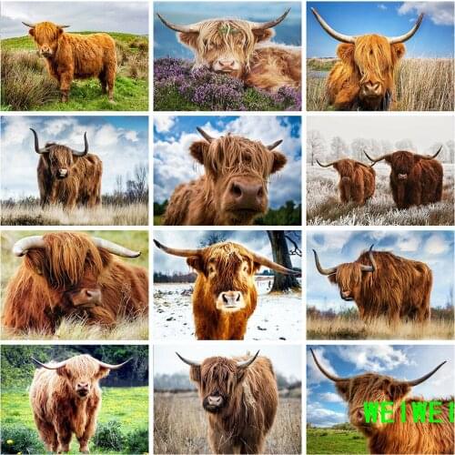 Full Square Drill 5D DIY Diamond Painting Animals Diamond Embroidery Cow Cross Stitch Mosaic Rhinestone Crafts Gift Weiwei