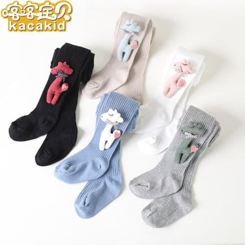 KACAKID Children Girl Tights Cartoon Cute Deer Kids Tights Cute Doll Kids Girls Tights Cotton Anti-Slip Girl Tights Solid Ka1501