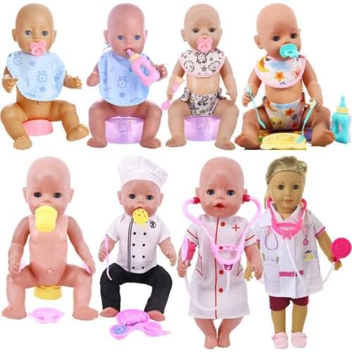 Doll Nurse Doctor Clothes Tableware Accessories Fit 18 Inch American&43Cm Baby New Born Doll Reborn Generation Girl`s Toy