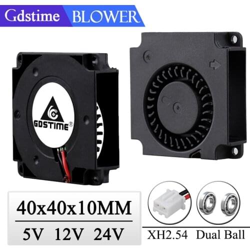 2 Pcs Gdstime DC 5V 12V 24V 40*40*10mm Dual Ball Blower 3D Printer Cooler 1.5 inch 4cm 40mmx10mm Mini Radiator Turbo Cooling Fan