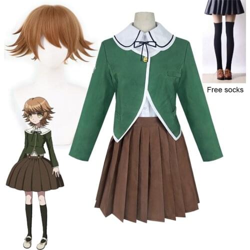 Kuma Chihiro Fujisaki Cosplay Costume Danganronpa Fujisaki Cosplay Wig Womens JK Uniforms Suit Halloween Carnival Costume