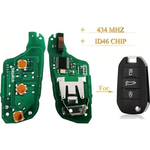 Kutery 10pcs 3 Buttons Remote Car Key Circuit Board Fob ID46 Chip 434MHZ For Citroen C4I For Peugeot 508