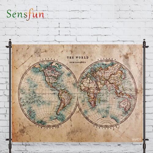 LEVOO Photographic Background Classic Warp Weft World Map Wallpaper Backdrop Photo Shoot Photocall Photobooth Prop Custom