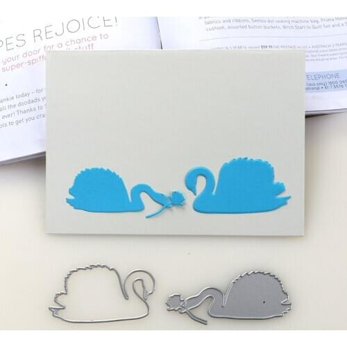 DUOFEN METAL CUTTING DIES 2pcs swan stencil DIY Scrapbook Paper Album 2019 new