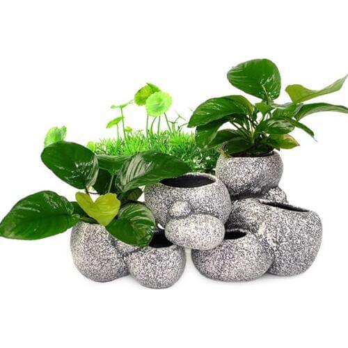 Multi-function Aquarium Stone Rock Ceramic Ornament Fish Tank Water Plant Bonsai Pot Stone Decor Shelter Fish Breeder Decoration
