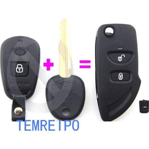 10pcs/lot 2 buttons modified flip key casing shell for Hyundai Elantra