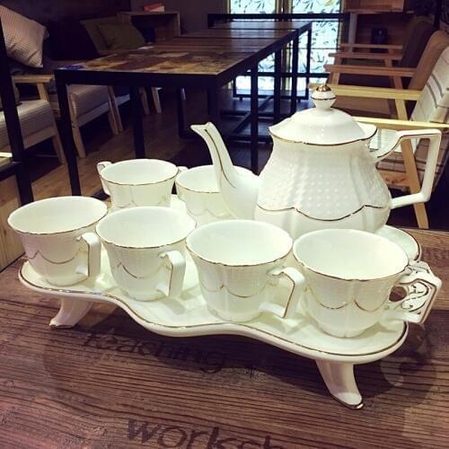 European Bone Porcelain Coffee Cup Set British High-end Afternoon Tea Set Creative Ceramic Cup Simple Household Flower Tea Cup