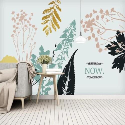 Wallpaper mural custom nordic green small fresh plant leaves background wallpaper mural