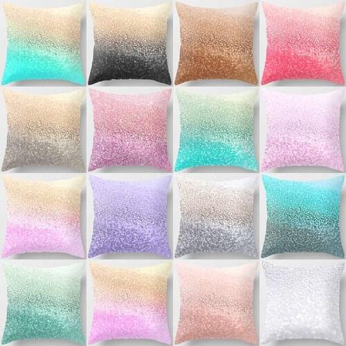Beautiful gradient color pattern pillow cases short velvet high quality square thick pillow case covers