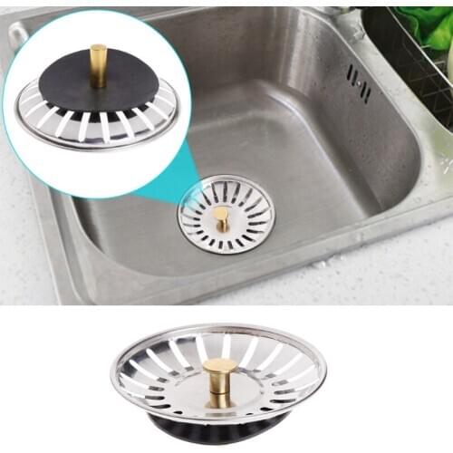 Stainless Steel Drain Mesh Stopper Basket Strainer Waste Plug Basin Filter
