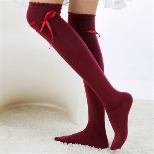 Women Ladies Female Autumn Winter Solid Color Over The Knee Thigh High Long Socks 0185