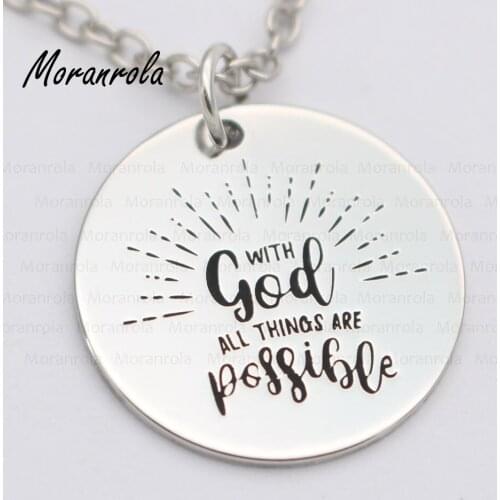 New arried "With God all things are possible "Copper necklace Keychain,charm Hand Stamped Religious Bible Christian jewelry