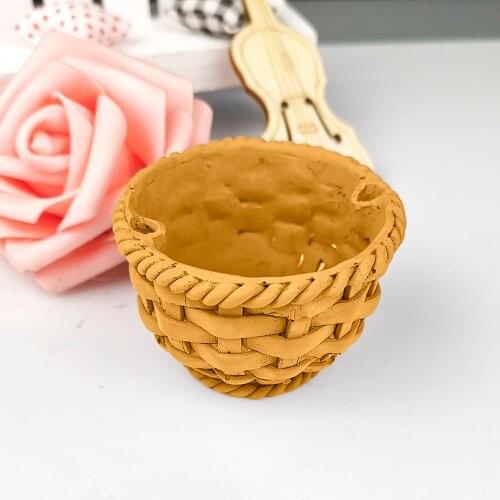 QT0325 PRZY 3D Bamboo Basket Moulds Flower Basket Soap Molds Silicone Wedding Birthday Candle Mold Clay Resin Moulds