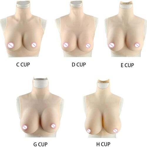C D F Cup Realistic Silicone Breast Form Fake Women Boobs Enhancer Artificial For Crossdresser Cosplay Shemale Low Round Collar