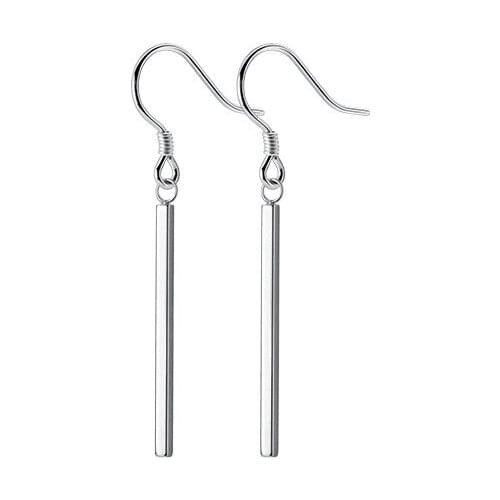 Real. 925 Sterling Silver Piercing Straight Bar Geometric Piercing Hook Earrings C-G9879