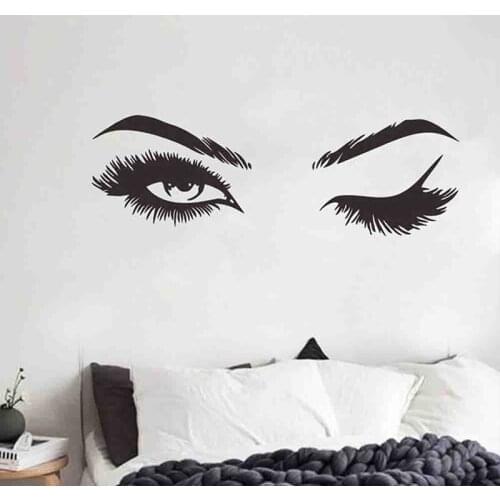 Lash & Brows Eyes Quote Wall Stickers Fashion Vinyl Eyelashes Wall Decals For Girls Bedroom Eyebrows Store Beauty Salon Decor