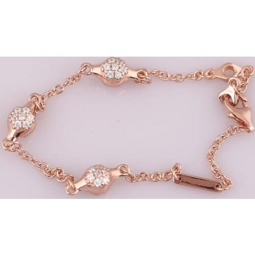 S925 Modern LovePods Bracelet Bangle fit Lady Charms Beads Pendants Rose & Clear CZ DIY Jewelry