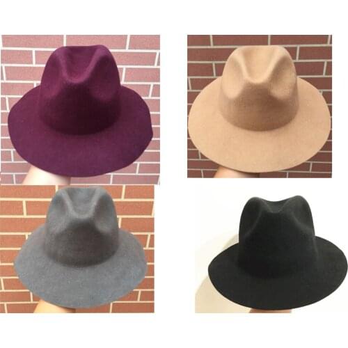 Classic Mens Wool Felt Wide Brim Fedora Gangster Mobster Hat -MANY COLORS