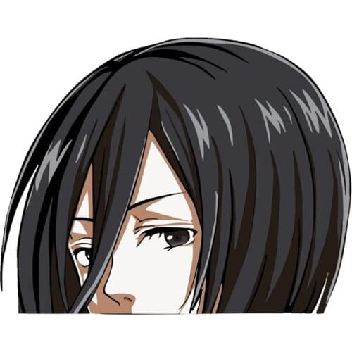 Car Styling Sticker Auto Oil Tank Window Body Vinyl Computer Decals for Anime Cartoon MIKASA ACKERMAN PEEKING