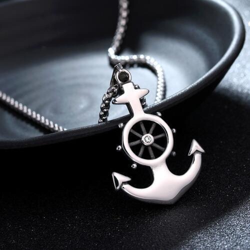 HNSP 3.0MM Stainless Steel chain Silver Color Anchor necklace pendant For Men Male Fashion jewelry Gift