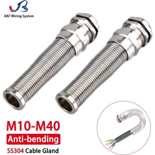 SS Anti-bending Cable Gland Stainless Steel 304 Waterproof Joint IP67 M10 Seal Jiont LED Lamp Connector M20 M16 M22 M25 M32 M18