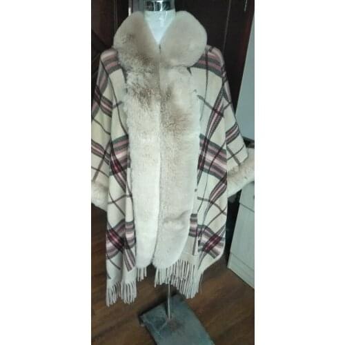 SC324 Women Loose Plus Size Faux Fox Fur Long Knitted Cardigan With Fur Pocket Winter Warm Thick Bat Sleeve Coat 2019 Cloak