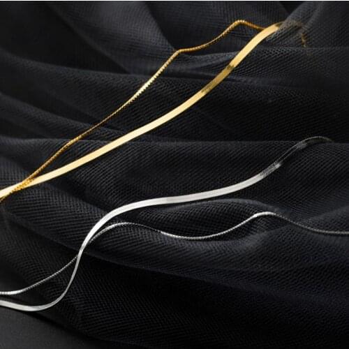 2 layers Choker 925 Sterling Silver Flat Snake Herringbone Chain Necklace A2428