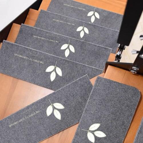 1pc Stair Pads Mordern Stair Mat Five-leaf Grass Self-adhesive Non-slip Stair Carpet Mat Floor Staircase Carpets Protector Mats